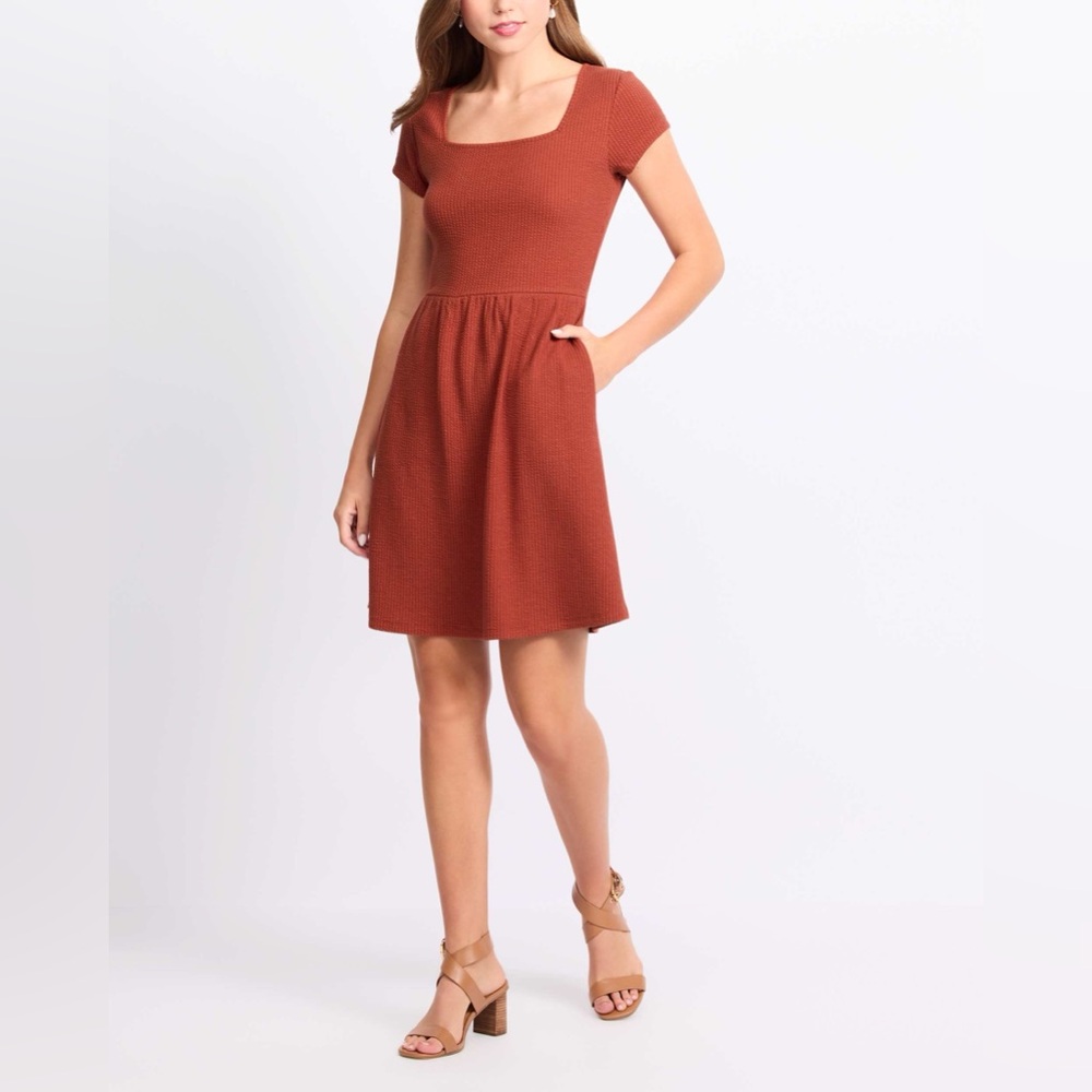 41 Hawthorn Rust Textured Knit Dress | Square Neck | Size L